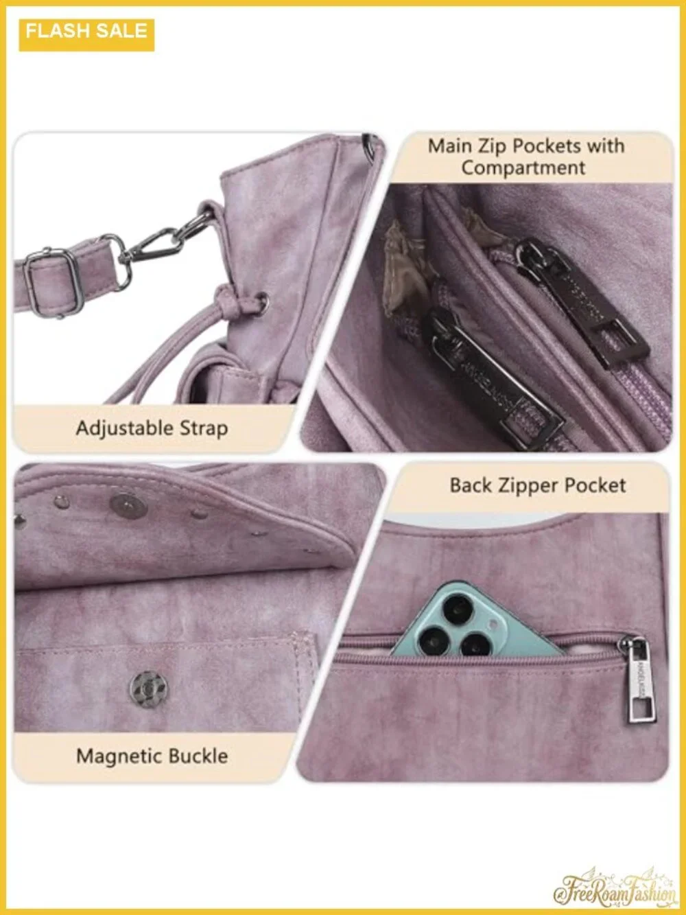 Retro Washed Vegan Leather Hobo Bag with Crossbody Strap, Roomy Satchel Purse